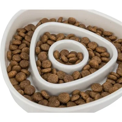 Trixie Voerbak Slowfeeding Kunststof / Tpr Grijs 15x15 cm 350 ml