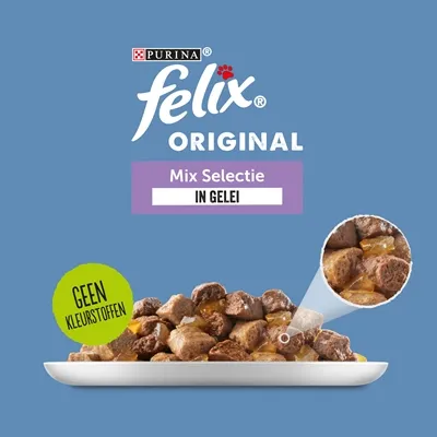 Felix Pouch Original In Gelei Mix Box Rund / Kip / Tonijn / Zalm 44x85 gr