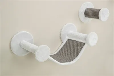 Trixie Katten Klimset Voor Aan De Muur 4 Klimplekken Wit / Grijs 78x30x30 cm