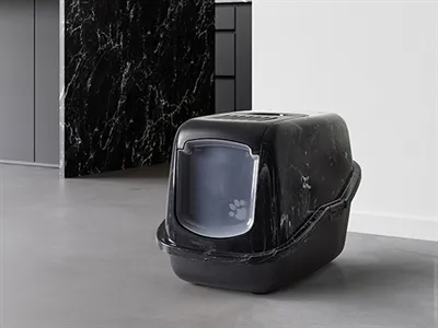 Savic Kattenbak Nestor Marble Zwart / Wit 56x39x38,5 cm