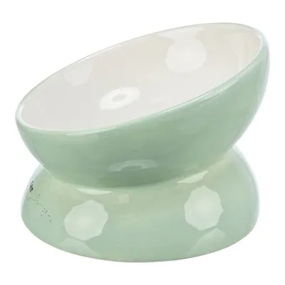 Trixie Voerbak / Drinkbak Kat Verhoogd Keramiek Salie / Wit 150 ml 13 cm