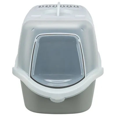 Trixie Kattenbak Vico Open Top Met Kap Lichtgrijs / Wit 56x40x40 cm