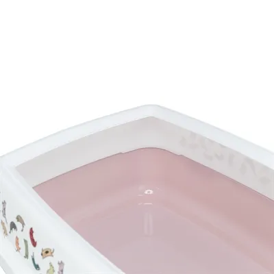 Trixie Kattenbak Delio Met Rand Bedrukt Lichtroze / Wit 50x38x20 cm