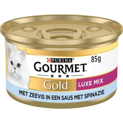 Gourmet Gold Luxe Mix Zeevis In Saus Met Spinazie 24x85 gr